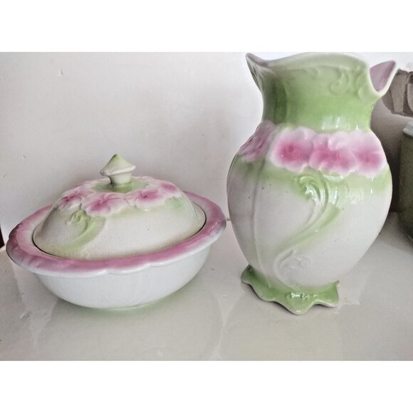 Antique Ceramic Flower Vase and Soap Dish 1920's - Picture 1 of 15